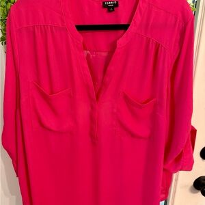 torrid Hot Pink Split-Neck Tunic Blouse